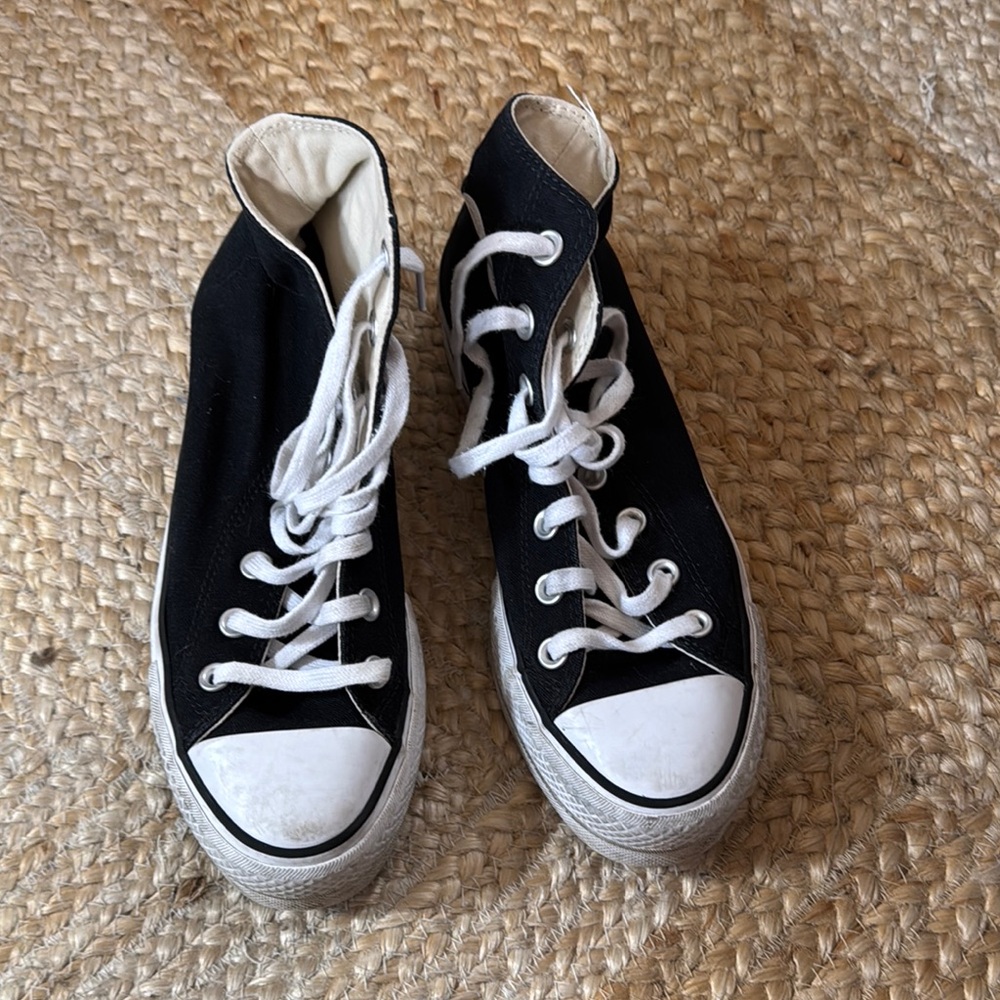 Black High-Top Sneakers with White Laces